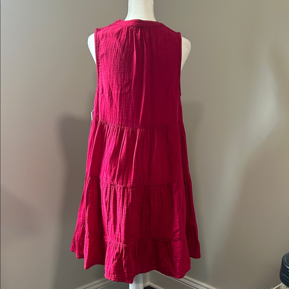 Westbound Sleeveless Tiered Button-Front Dress in Persian Red. New with Tags - Picture 2 of 4